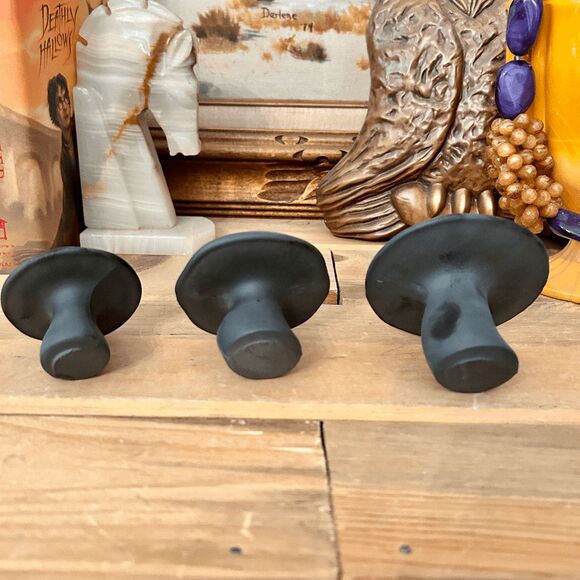 Viking Glass Mould Mosser Glass Solid Black Satin Glass Mushroom (Set of 3) - Picture 2 of 6